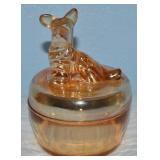 Vtg Jeannette Marigold Carnival Glass Scottie Dog