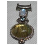 Sajen 925 Sterl Labradorite Blue Topaz Moonstone