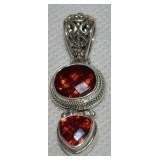 Serda 925 Sterling Faceted Garnet Pendant 1.5L