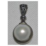 925 Sterling Large Pearl Pendant 1.5L