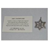 JH Breakell 925 Sterling 2007 Snowflake Pendant