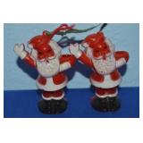 (2) Vtg Rosbro Rosen Santa Claus Ornaments w/