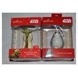 (2) Hallmark Star Wars Christmas Ornaments w/Yoda+