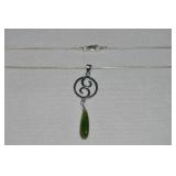 925 Sterling Jade Drop Pendant Necklace 18
