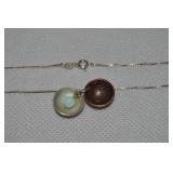 925 Sterling Convex Discs & Moonstone Pendant