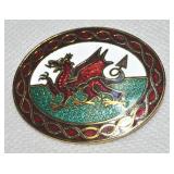 Celtic Sea Gems Goldtone Enamel Dragon Brooch