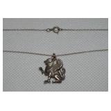 925 Sterling Griffin Pendant Necklace 16' L
