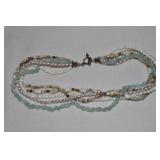 925 Sterling 5 Row Semi Precious Gem Necklace