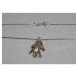 925 Sterling 3D Frog Pendant Necklace 18'L