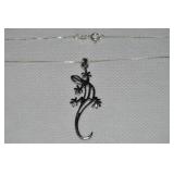 925 Sterling Silver Lizard Gecko Pendant Necklace