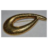 Vintage Hammered Goldtone Monet Brooch 3 3/8