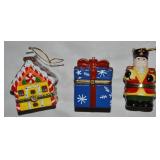 (3) Porcelain Christmas Winter Trinket Boxes Lot