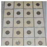 (20) Mixed Date US Buffalo Nickel Coins 1916-1937