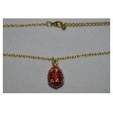 Vtg Goldtone Enamel Rhinestone Faberge-style Egg