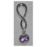 925 Sterling Infinity Loop Amethyst Pendant 1 5/8