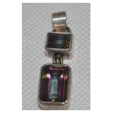 925 Sterling Faceted Mystic Topaz Pendant 1.5L