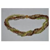 5 Row Gemstone Beaded Necklace w/ Goldtone Clasp