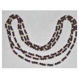 Long 60' Amethyst & Pearl Beaded Strand Necklace