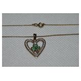 Danbury Mint 925 Sterling Vermeil Shamrock Heart