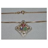 R 925 Sterling Vermeil Gemstone Flowers Pendant