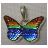 925 Sterling Rainbow Dichroic Glass Butterfly