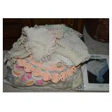 Large Collection of Embroidered Linens: Doilies,