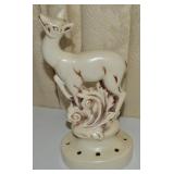 Vtg Red Wing Art Pottery Deer Flower Frog 10"