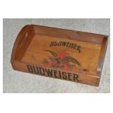 Vintage Wooden Budweiser Handled Tray 17.75 x 11.5
