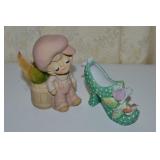 Vtg Occupied Japan Porcelain Shoe + Mini Planter