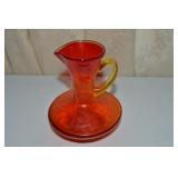 Vtg Kanawha Amberina Crackle Glass Pitcher 4.5