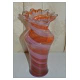 Vtg Murano-style Art Glass Swirled Vase 8.25"