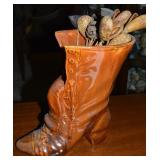 Vtg Royal Haeger USA Pottery Boot Vase 9 1/8 tall