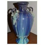 Antique French Majolica Ceramic Vase w/ Grapes