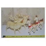 (4) Vintage Christmas Decor Pcs w/plastic Reindeer