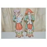 Vtg Bisque Porcelain Woman w/ Baby & Man Figures