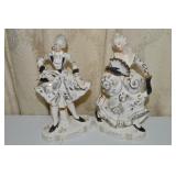 Vtg Ceramic Lady & Gentleman Figures 8.5t