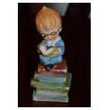 Vintage Lefton 6188 Bookworm Boy Figure 5"