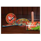 (3) Vintage Tin Litho Noisemakers w/ Halloween