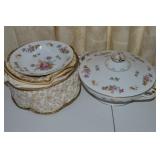 Vtg Aladdin Dresdenia Covered Dish +12 7.5" Bowls
