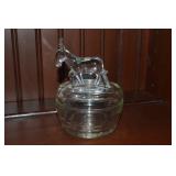 Vintage Jeannette Glass Donkey Lidded Trinket Dish