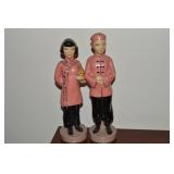 Vintage Chalkware Oriental Man & Woman Figures