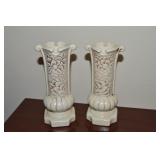 Vtg Pair Red Wing Art Pottery 1189 Candle Holders