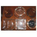 (6) Vtg Glass/Crystal Ashtrays w/ Advertising incl