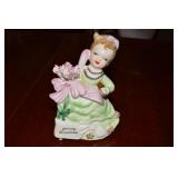 Vtg Japan Ceramic January Carnation Girl Figure