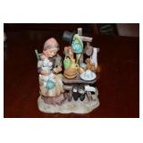 Vtg Homco Bisque Porcelain 4719 Lady w/Dog Scene