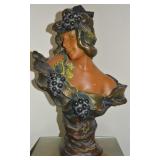 Goldscheider-style Signed Ceramic Lady Bust w/