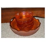 Vtg Jeannette Marigold Carnival Glass Berry Bowl