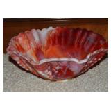 Vintage Imperial Slag Art Glass Grape Vine Bowl