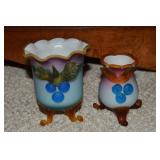 (2) Mt Washington Applied Blueberry Art Glass Pcs