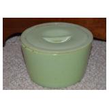 Vtg Jeannette Jadeite Round Lidded Crock Bowl